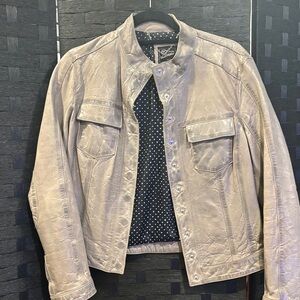 Macy's Grey Leather Jacket for Women